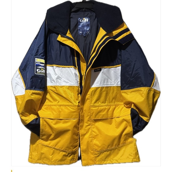 Men's navy and yellow Raincoat. Sz l - Picture 1 of 16
